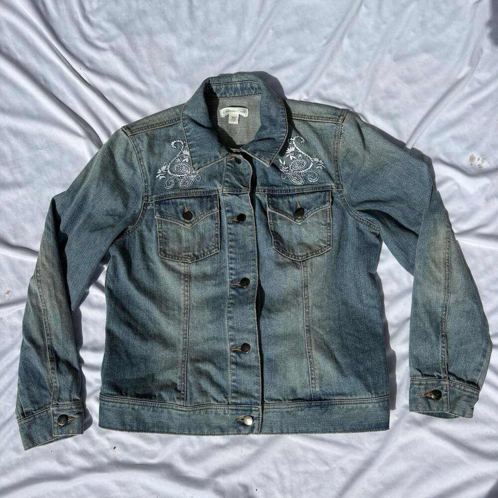 Coldwater Creek Blue Jean Jacket Embroidered Women's Size 12